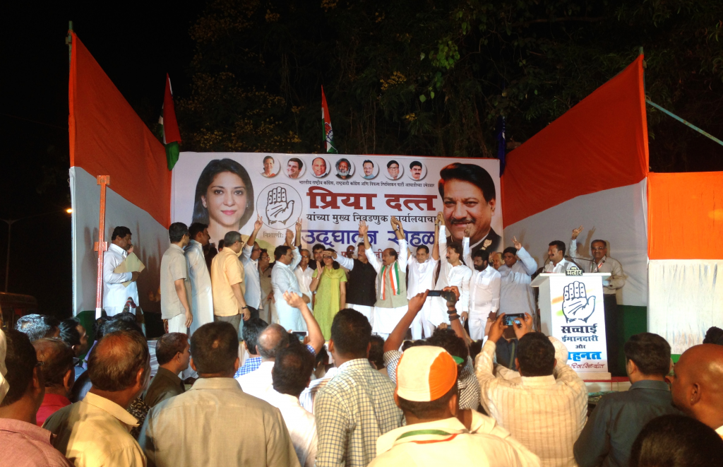 Congress politician Priya Dutt at a rally in Mumbai. Photo: Patrick Ward